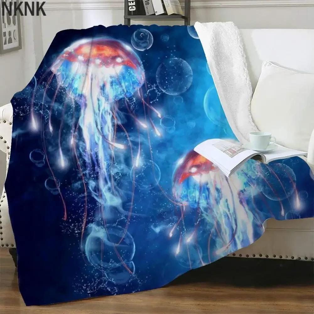 Undersea Blanket,Magic Glowing Jellyfish Underwater Blanket Soft Warm Blankets for Bed Couch Sofa Lightweight Travelling Camping