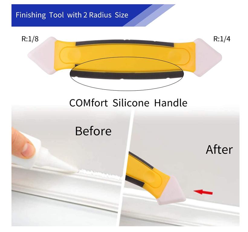 Silicone Caulking Tool Kit, Grout Sealant Remover Tool Set with Plastic Scraper/Caulk Remover/Nozzle, Silicone Sealant
