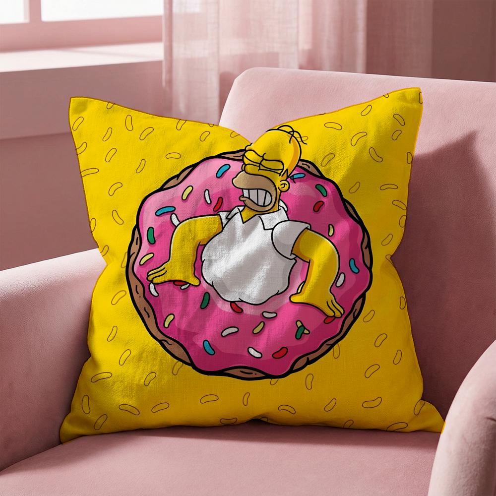 T-The Simpsons CARTOON Cushion Cover Multi-Scene Pillow Cover for Home & Car - Reversible, Soft & Durable for Daily Use