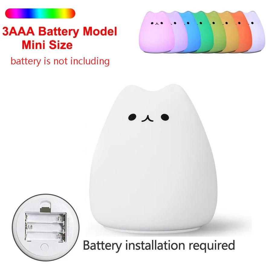 Touch Night Light Colorful Cat Silicone Animal Light Led Lights Cartoon Silicone Lamp Bedroom Decoration Lights Bedside Lighting