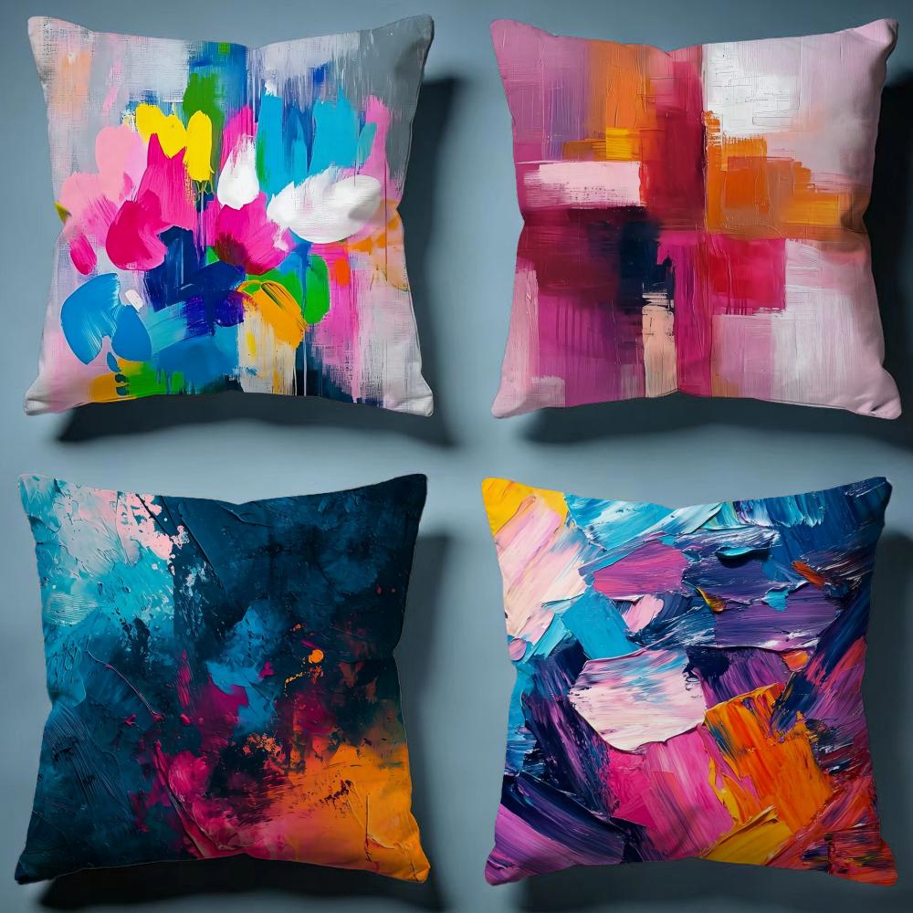 Color Paint Cushion Cover Soft Decorative Pillow Case Suitable for Bedroom Sofa Car Travel Use