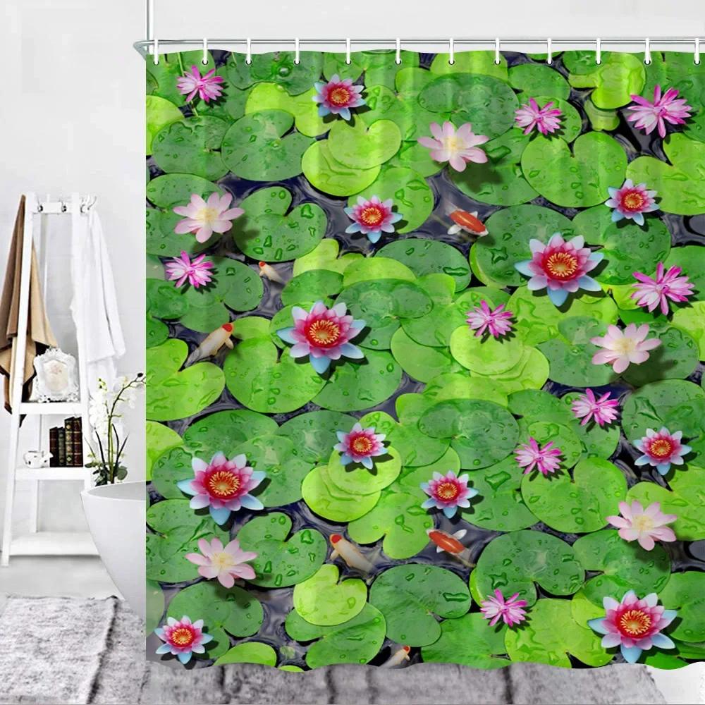 Outdoor garden Shower Curtain Rose Flower fence Spring Garden Nature Landscape Bathroom shower partition decorative curtain