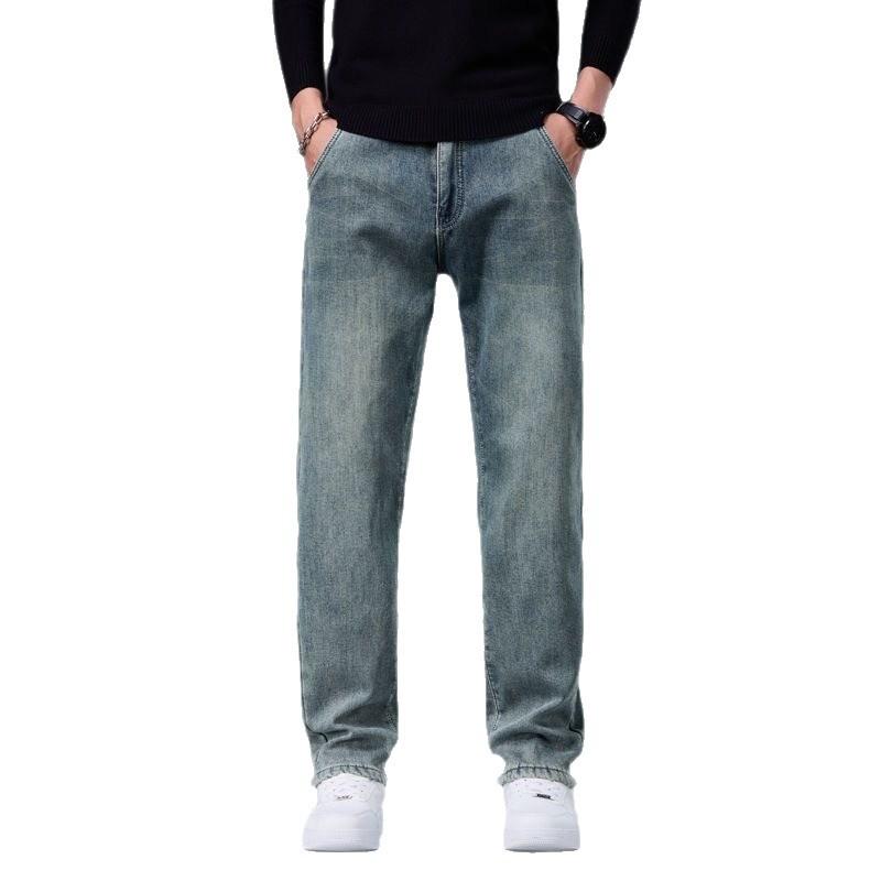 Stretch Jeans Men's Loose Straight Casual Large Size Pants Summer Construction Site Work Wear-resistant Work Pants