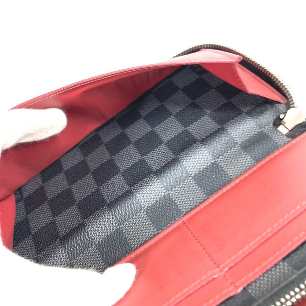 Louis Vuitton N63304 Damier Graphite Zippy Wallet Zip Around Wallet Black/Red