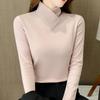 Autumn Winter Fleecing Matching Basic Tops Half High Collar Shirt And Blouse Long Sleeve T-shirt for Women Sweet Elegance Blouse