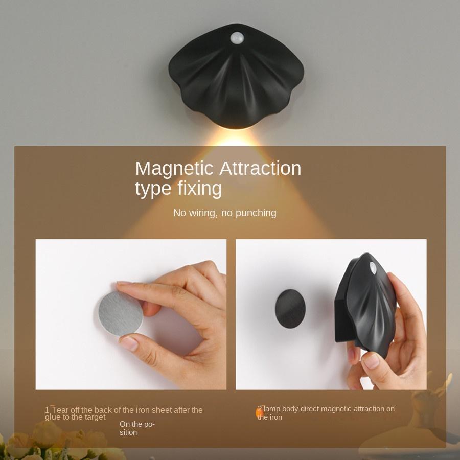 New Smart Motion Sensor Night Lights Wireless Rechargeable LED Dimmable Night Light Magnetic Installation Lighting Fixture