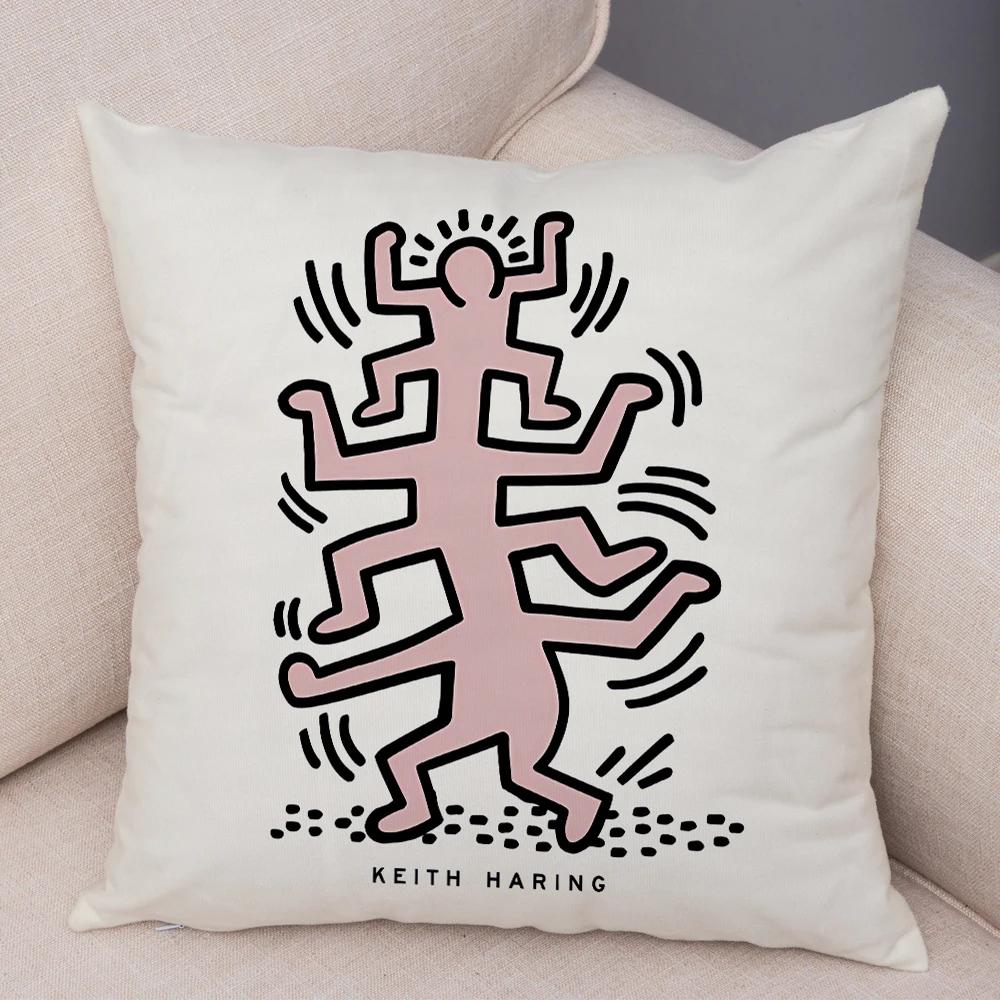 

Nordic Style Plush Throw Pillow Case Abstract Keith Artwork Cushion Cover for Sofa Home Car Decor Geometric Art Print Pillowcase 40x40cm16x16Inch