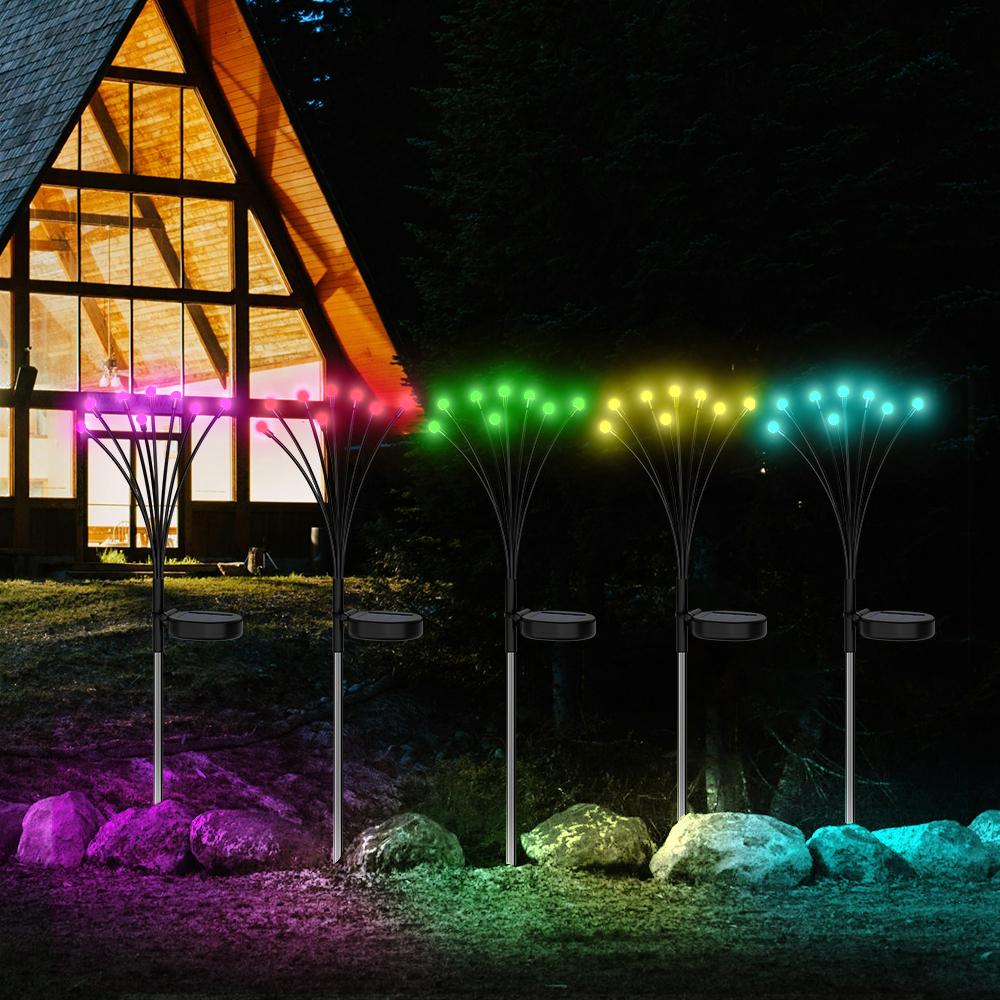 2 Pcs Waterproof LED Solar Powered Garden Lights, Outdoor Lawn Lamp Pathway Fairy Light for Patio, Pathway and Landscape Decors