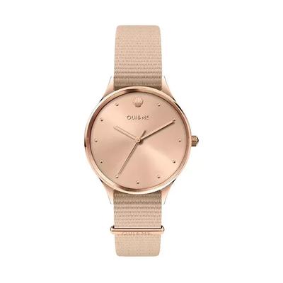 Oui & Me Petite Bichette Růžové zlato Ciferník se slunečním paprskem Nylonový řemínek Quartz ME010199 Dámské hodinky