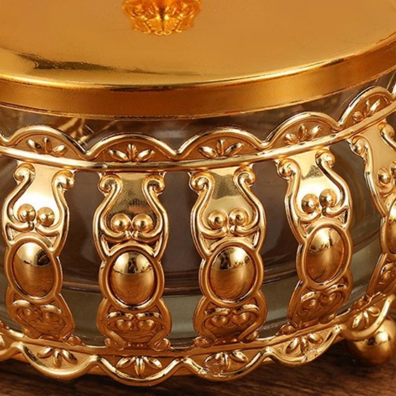 European Style Sugar Bowl Seasoning Jar,Hollowed-Out Alloy With lid,Coffee Beans Container,Cream Storage Pots,Kitchen Tools