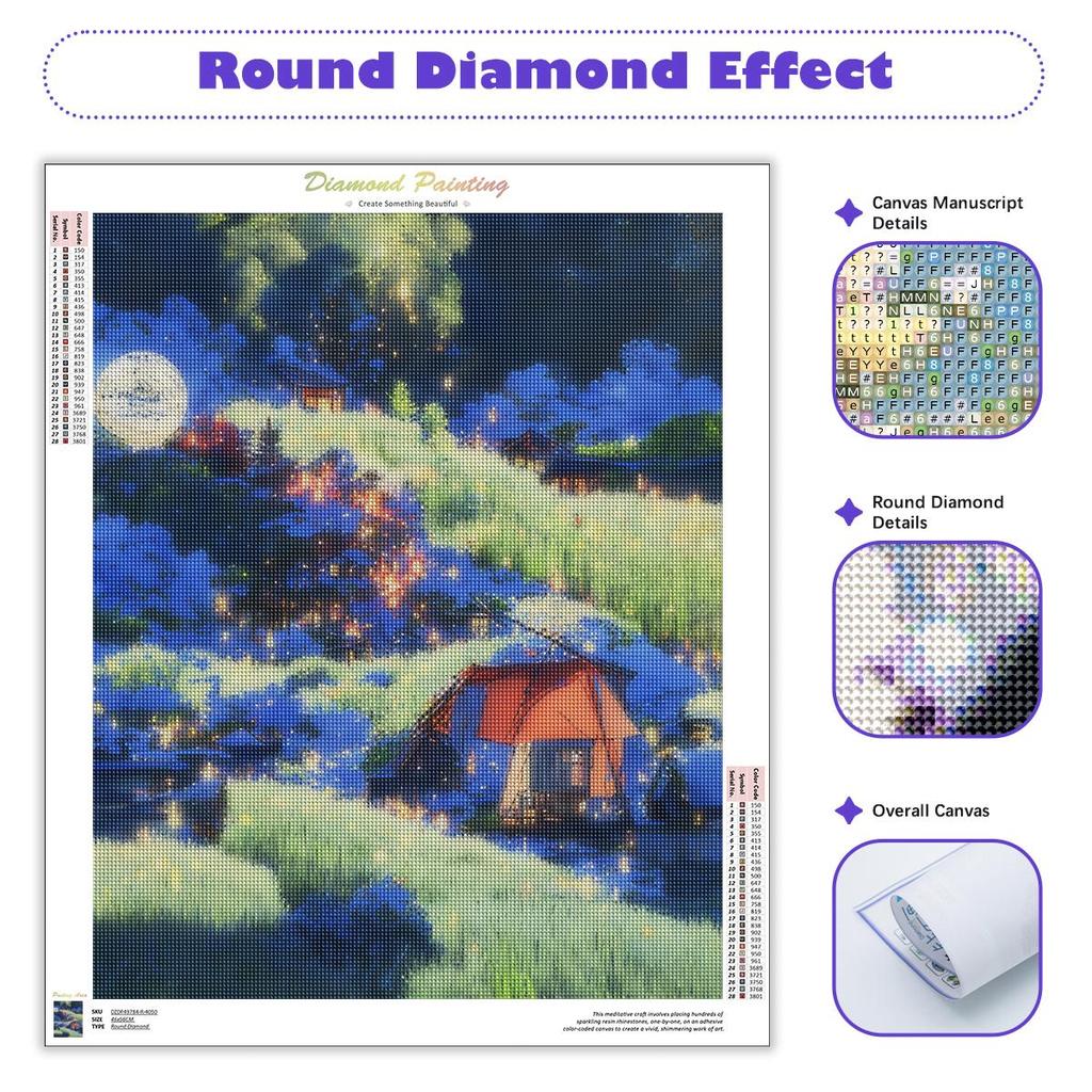 Full Round Diamond Painting Night 5D Embroidery Landscape Home Decoration Art Mosaic Handmade 30x40cm/12x16inch