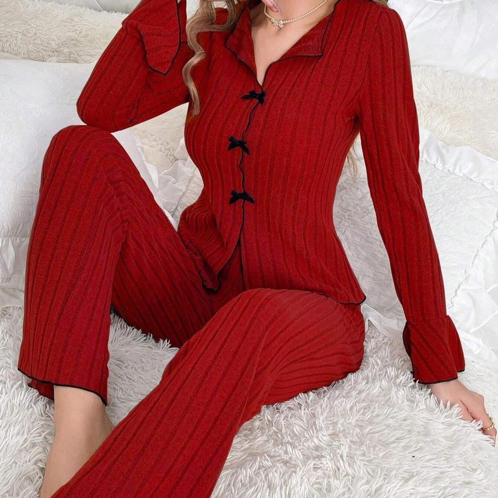 Women's Autumn/Winter Two-Piece Pajama Set - Warm, Stylish, Indoor/Outdoor Loungewear