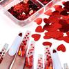 Valentine’s Day Nail Glitters Red Heart Nail Art Sequins 3D Holographic Hollow Heart Love Nail Flakes Glitter Powder 6 Grids Heart Sparkly for