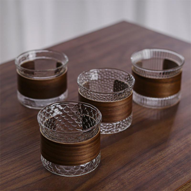 Japanese Style Heat-Resistant Glass Tea Cup – Hammered Transparent Handmade Teacup for Home & Office