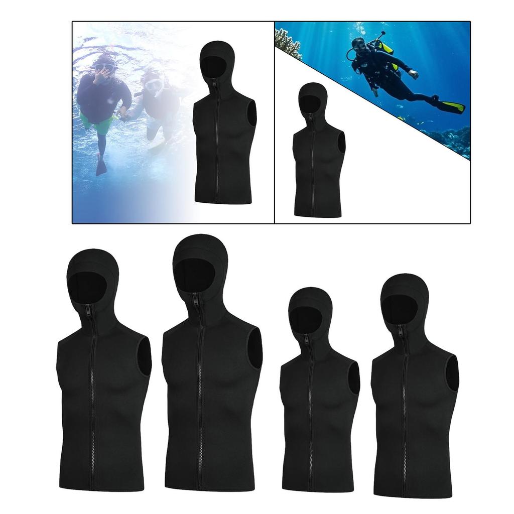 Wetsuit Hooded Vest Top Zipper Gift Versatile Thermal Neoprene Diving Vest for Canoeing Snorkeling Kayaking Swimming Surfing