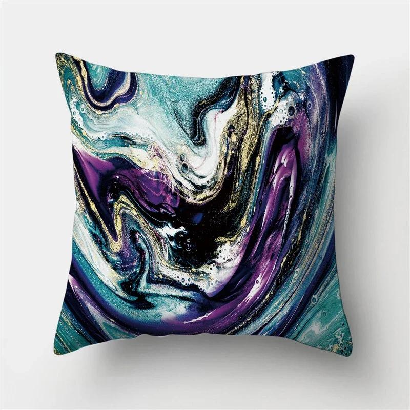 Home Decor Marine Marble Pattern Ative Pillowcase Polyester Cushion Cover  Pillow Sofa