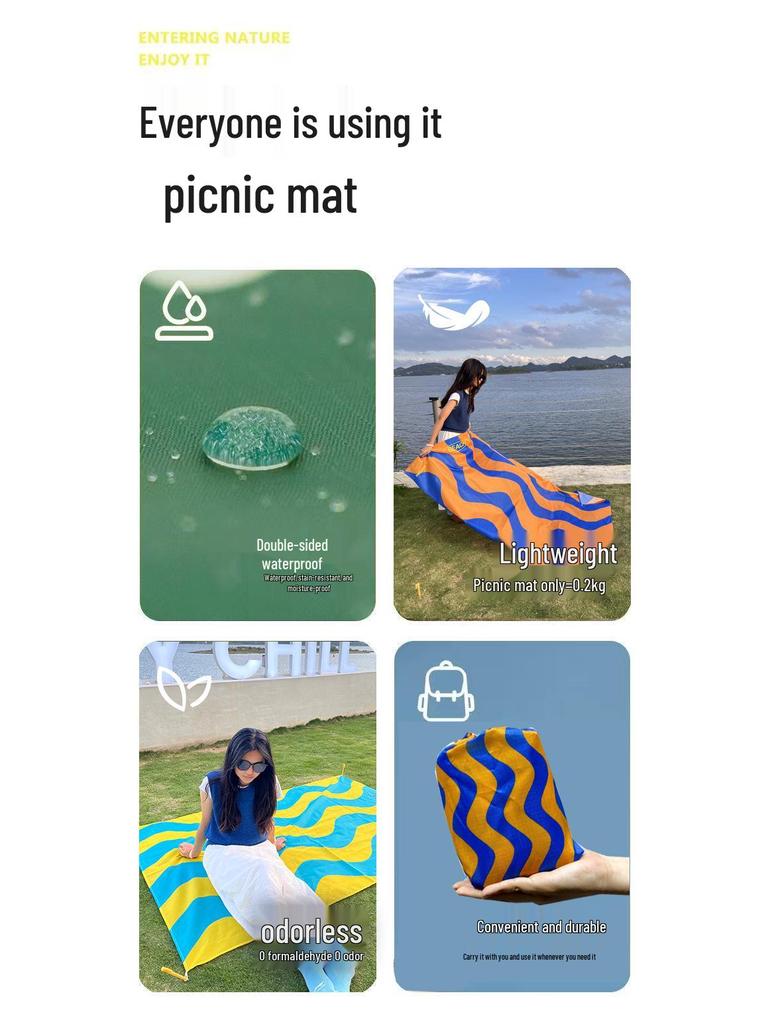 Portable Waterproof Ultralight Camping & Beach Mat - Moisture-Proof and Foldable
