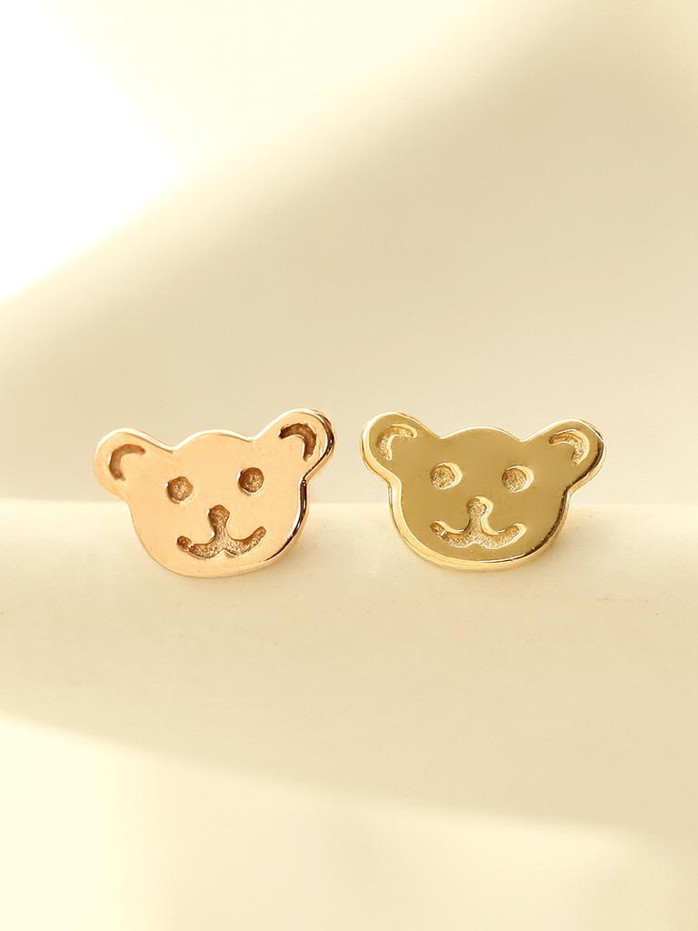 Minimalpiercing 14K Teddy Bear Cookie Piercing Earrings