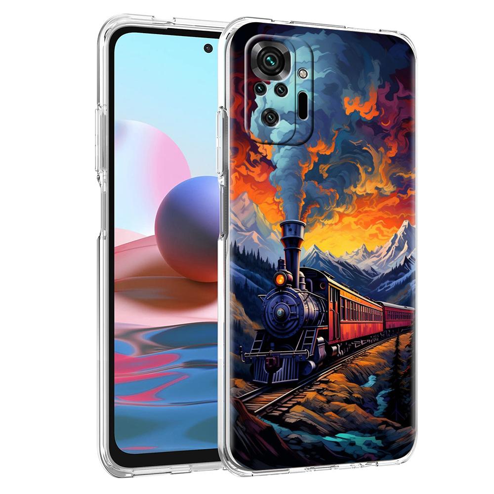 Train Phone Case Cover for Redmi Note 10 11 11T 7 8 8T 9 K40 Gaming 9A 9C Pro Plus Transparent Soft Shell Capas Coque Bags TPU