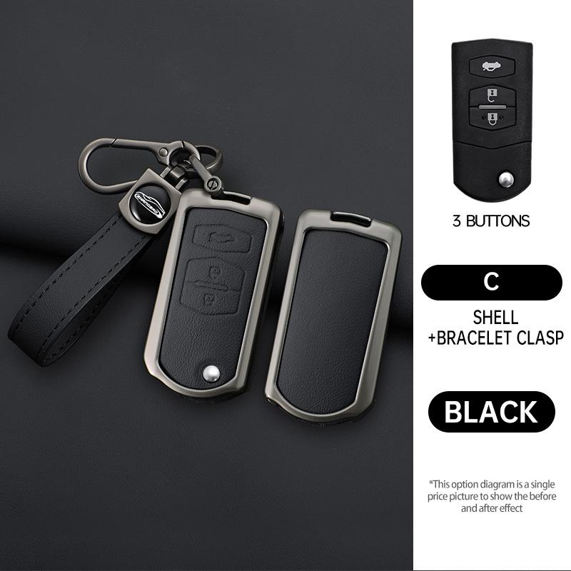 Metal Car Key Case Cover Holder Shell Fob For Mazda 3 5 6 Series M6 Rx8 Mx5 2 3 Buttons Keyless Key Protector Bag Accessories