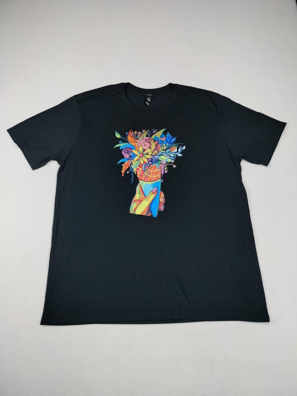 District Shirt Mens 2XL Black Graphic Print Short Sleeve Stretch Art Streetwear Unisex T-Shirt S
