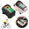 Bike Front Frame Bag Bike Storage Bag Waterproof Bike Phone Holder Bag Touch-Screen 1.5L Cycling Pouch for Phones Under 6.5 Inch