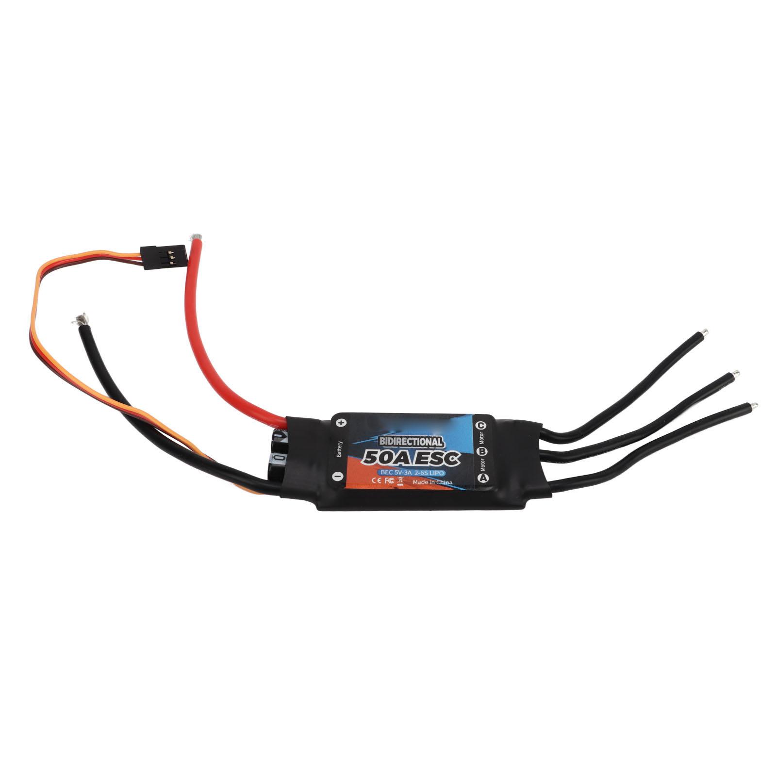 

Brushless Electric Speed Controller Bidirectional Black 50A RC Car ESC for Boat Underwater Propeller