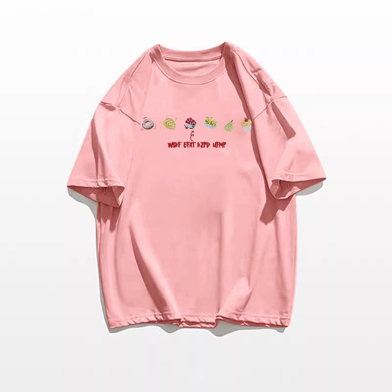 2025 Summer Women's Loose Fit Pure Cotton Short Sleeve T-shirt - Korean Style High Street Design