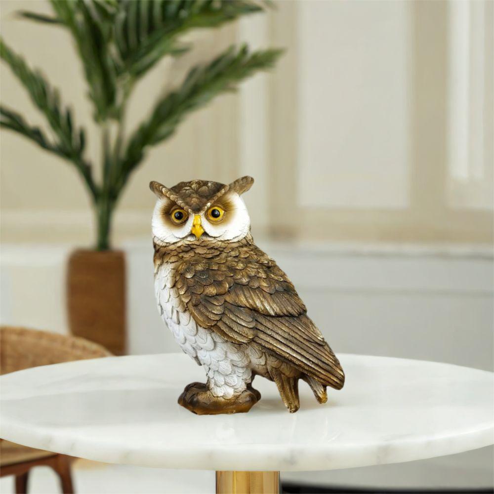 Simulated Owl Statue Resin Bird Miniature Figurine Micro Landscape Animal Sculpture  Home