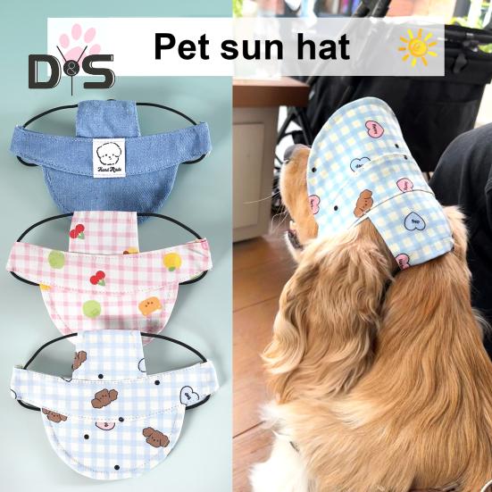 قبعة بيسبول كرتونية للحيوانات الأليفة بفتحات للأذن، قبعة شمس خارجية للكلاب مع أشرطة قابلة للتعديل، قبعة واقية من الأشعة فوق البنفسجية للكلاب والقطط الصغيرة والمتوسطة