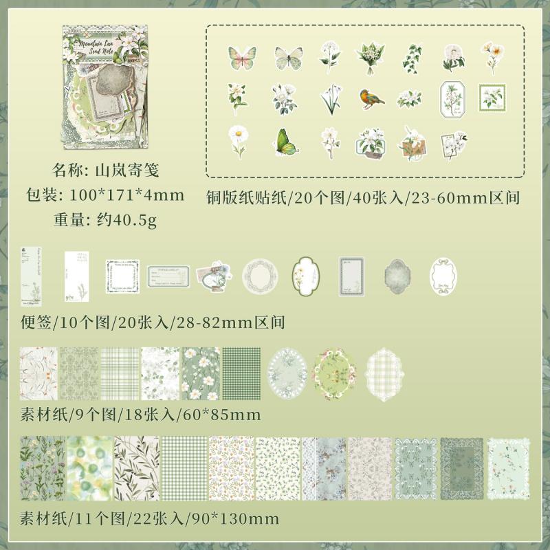 100 - Sheet Vintage Floral Pattern material & Sticker Set, Retro Flower Designs for Hand Account & DIY Crafts