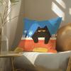 Cute cat illustrations Cushion Cover DoubleSided Plush Sofa Cushion Covers Organic Breathable Invisible Zipper