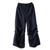 Black Plus Size Vintage High Waist Casual Loose Long Spring Autumn Wide Leg Pants Women Trousers
