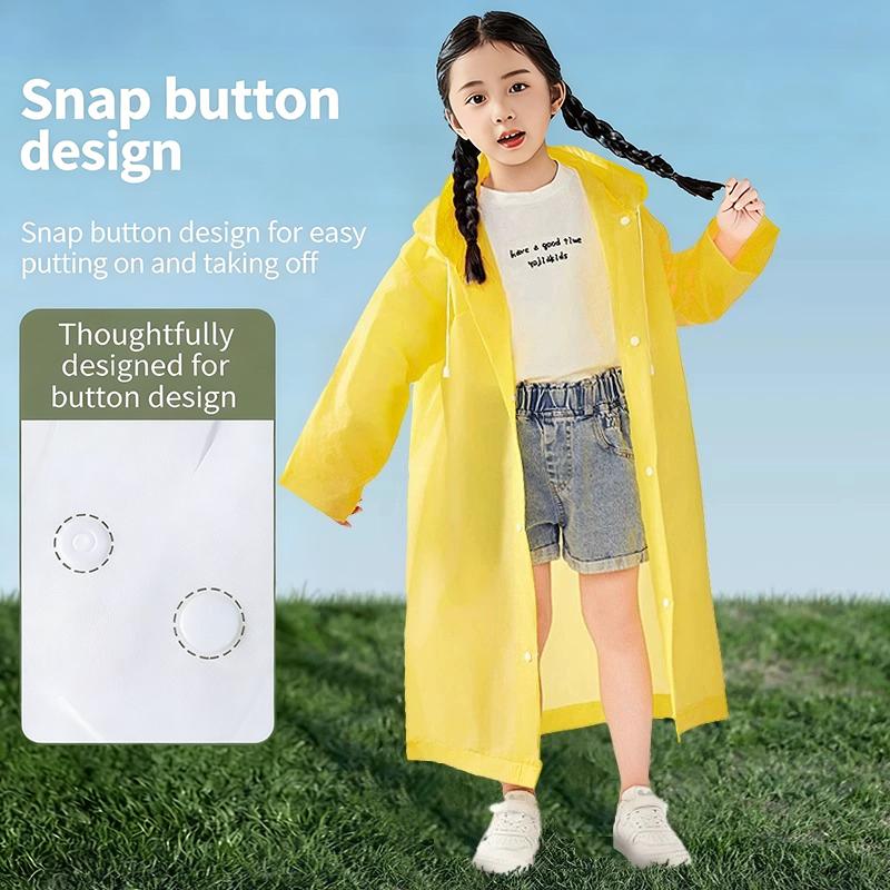 Children EVA Raincoat Disposable Long One Piece Rain Poncho Waterproof Lightweight for Travel Camping School Rainy Days