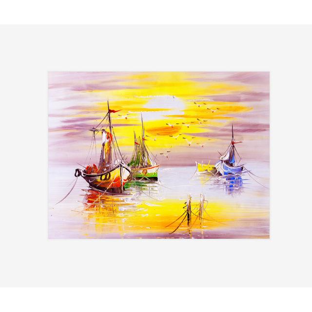 Landschaft Bunte Bäume Mittelmeer Kleine Stadt Dekorative Malerei Leinwand Malerei Öl Wand Bilder für Wohnzimmer Kunst