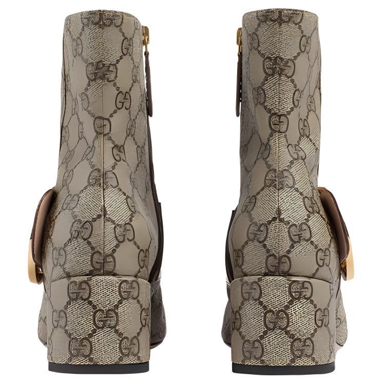 Gucci מגפי קרסול 'GG Canvas - בז'' לנשים (מידות נשים) מגפי קרסול בז' / אבוני / חום 701706 9I650 9769
