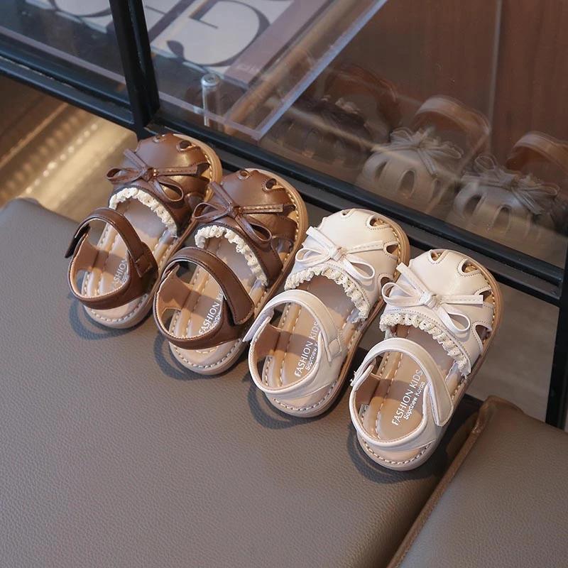 Children Summer Classic Girl Sandals Princess Lace Shoes Fashion Chic Ruffled Edge Kids Causal Hollow-out Sandals