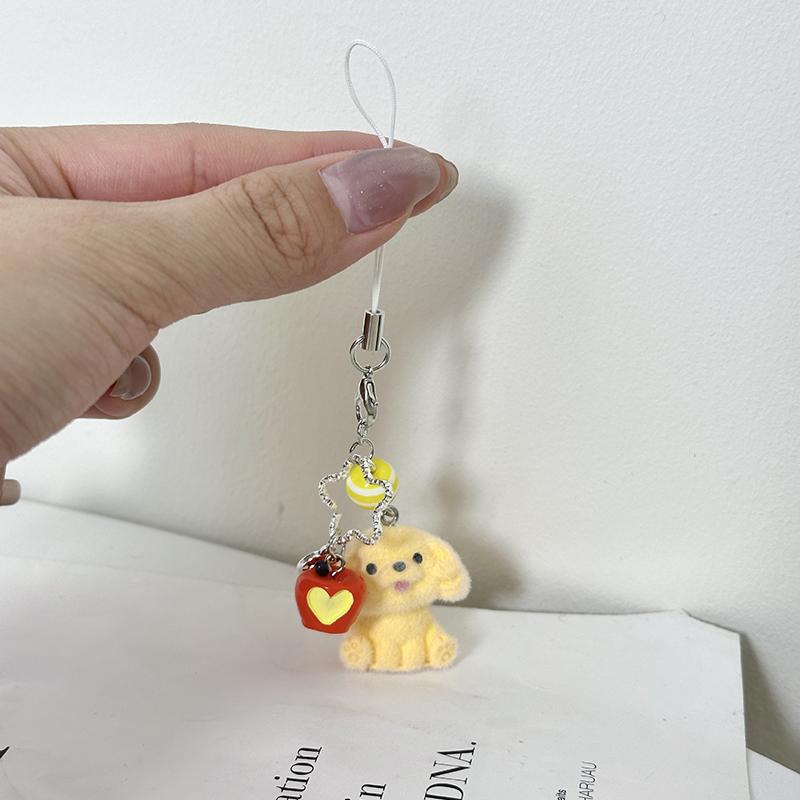 Kawaii Flocking Animal Phone Lanyard Cartoon Puppy Koala Keychain Creative Cute Keyring Bag Pendant For Couple Gifts