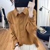 Korean Style Double-breasted Pure Cotton Long-sleeved Shirt for Women Spring and Autumn New Design Casual and Versatile Loose Shirt