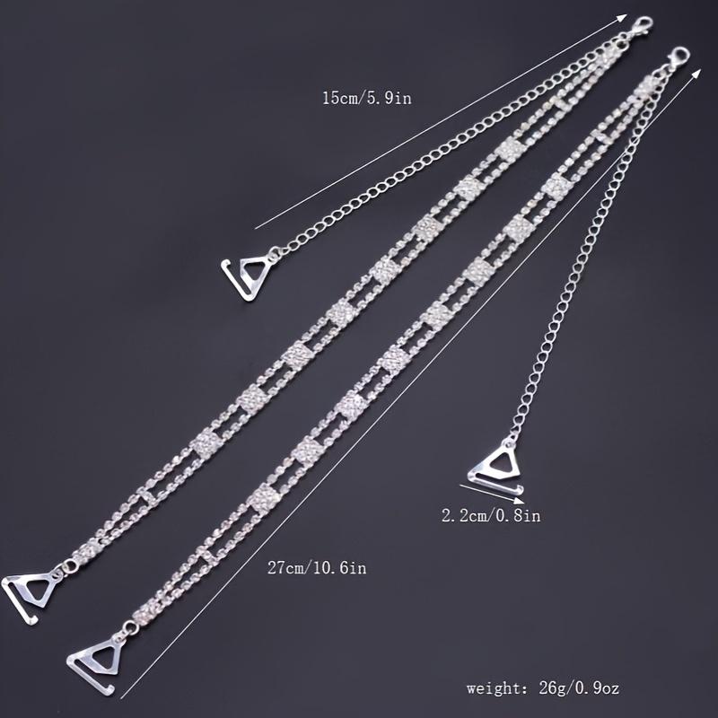2PCS Rhinestone Metal Bra Strap,SparklingCrystalShoulder Strap, ConvertibleStrapless Accessory, Body Chain for One Shoulder Gift