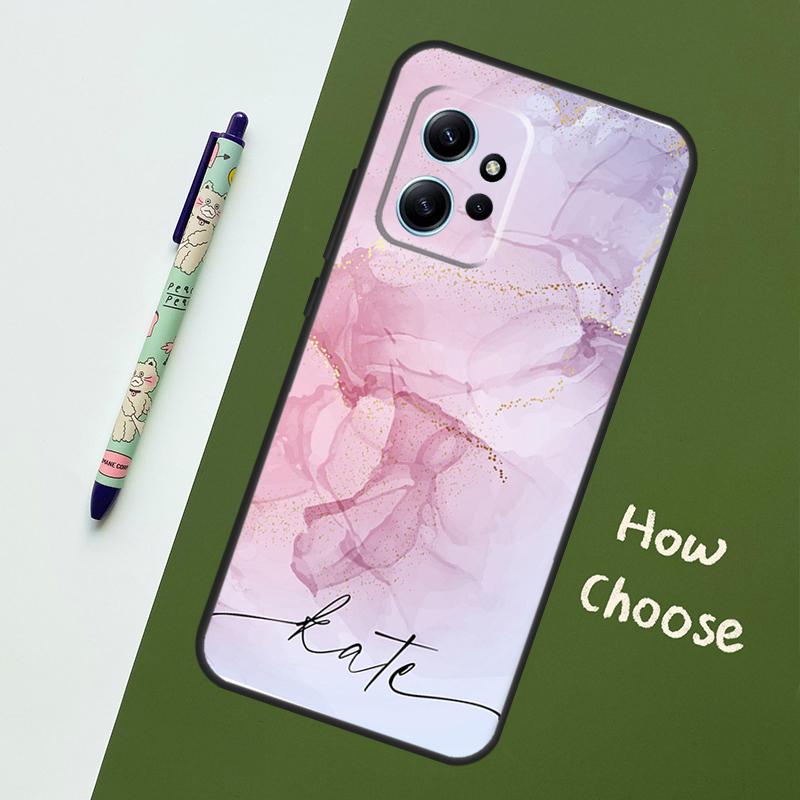 Personalised Marble Initials Name Case For Xiaomi Redmi Note 12 11 10 8 9 Pro 9S 10S 11S 12S Cover For Redmi 12 9C 10C 12C