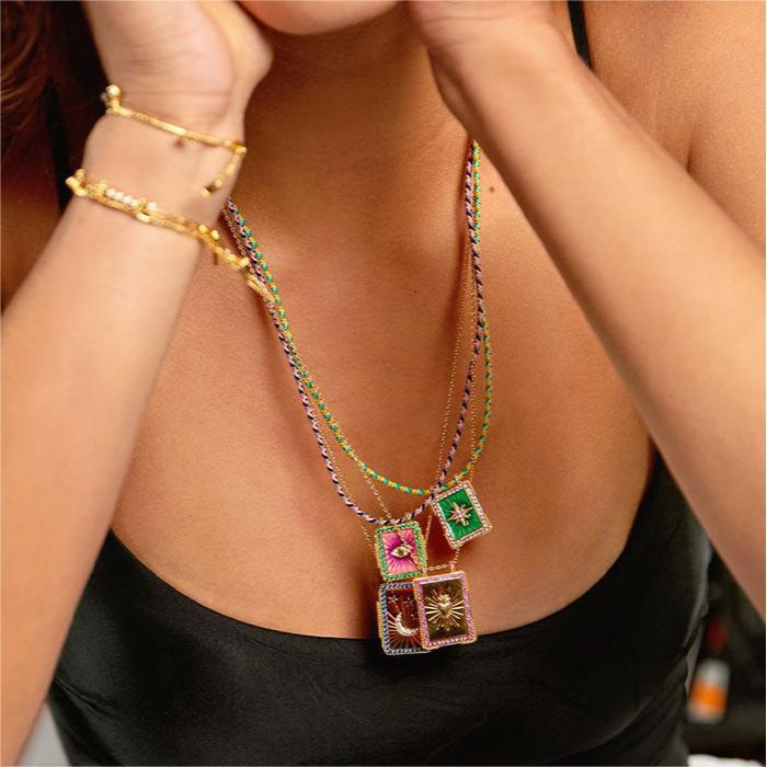 Collana Tarocchi Bohemienne: Design Sole, Luna e Occhio Malvagio per Donna