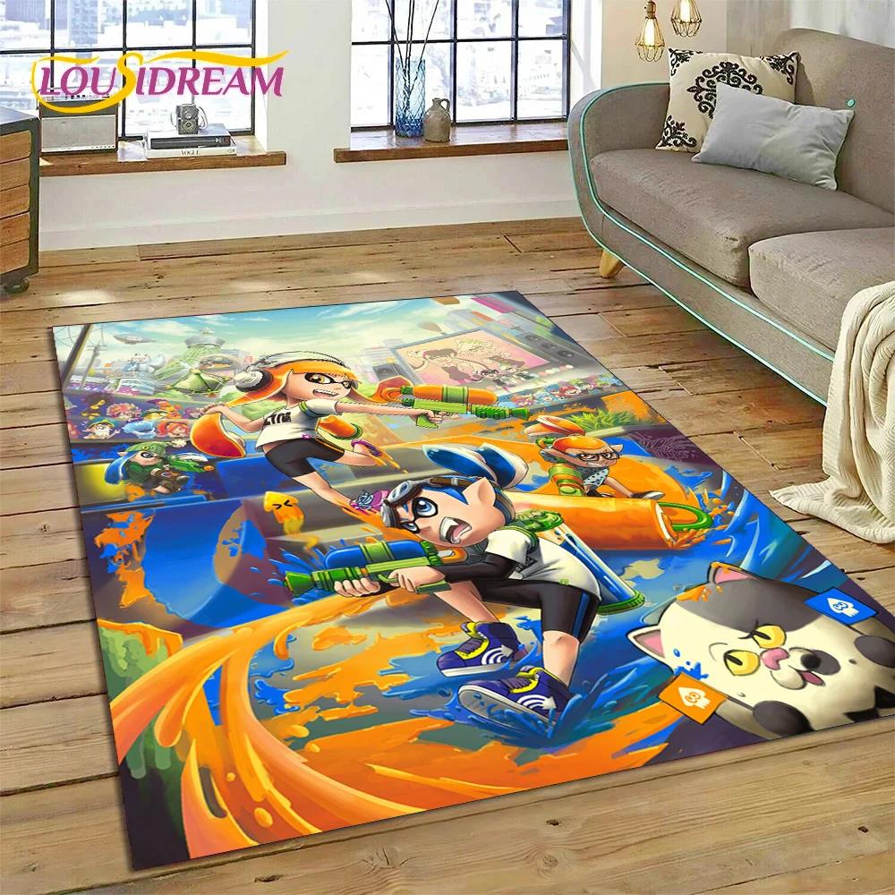 Splatoon3 PC hráč Kreslená hra Koberec do ložnice Obývací pokoj Dekorace domácí pohovky,Hra pro děti Velká dekorační rohož na podlahu Dárek