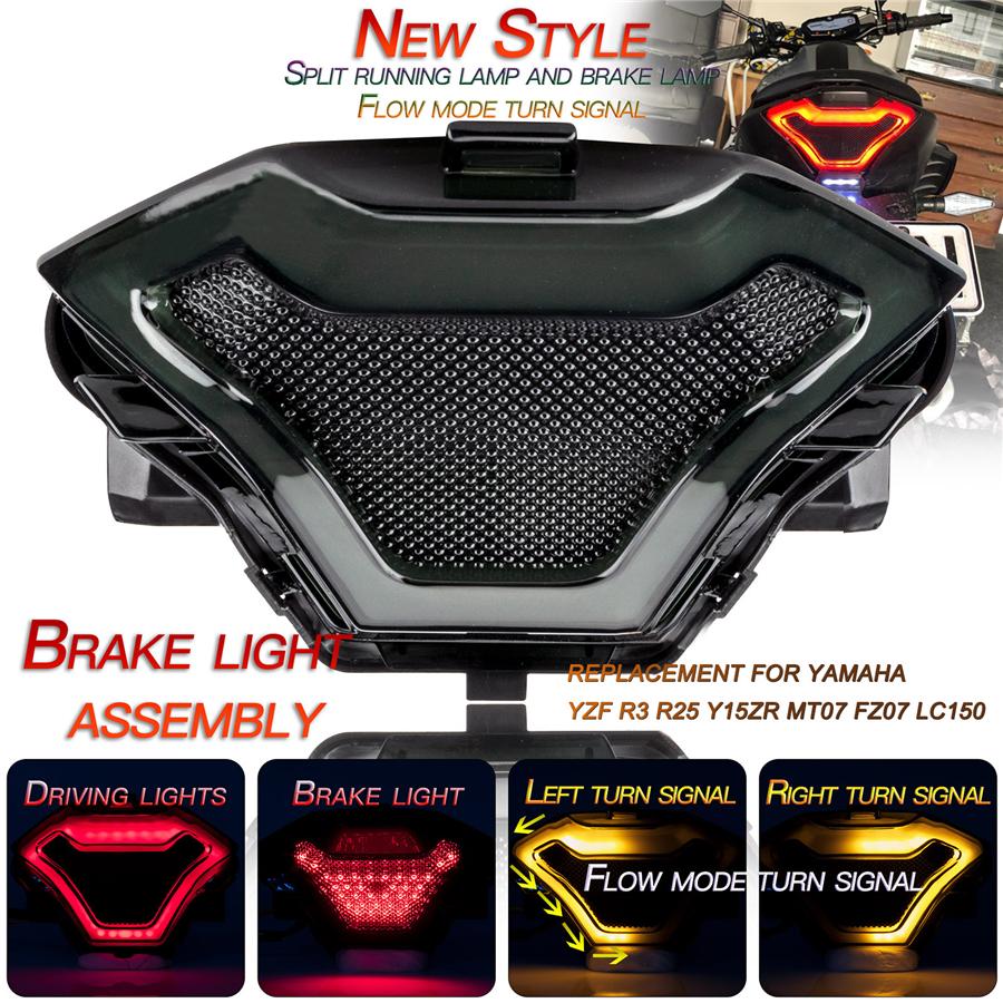 Motorcycle Brake Tail Light LED Flowing Turn Signals For Yamaha YZF R3 R25 Y15ZR