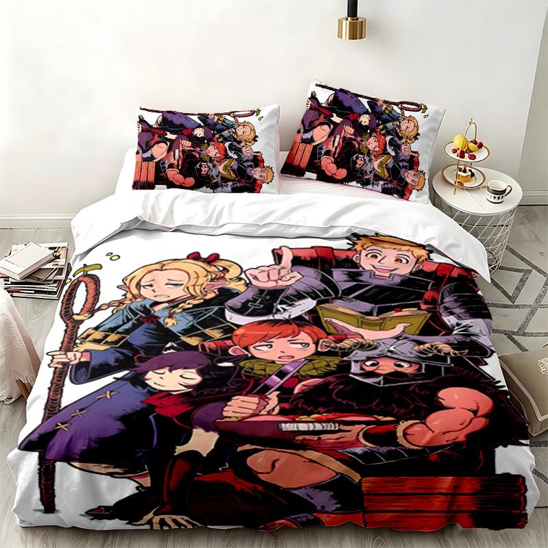 Delicious In Dungeon 3pc Set Perfect for Bedroom Use Comfortable Bedding Set Includes a Duvet Cover and Two Pillowcases Ideal Birthday or Christmas Gi