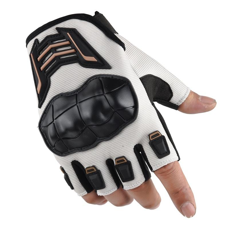 Antislip Breathable Lightweight Goatskin Tactical Half-Finger Unisex Motorcycle Riding Winter Sun-protective Shock-proof Daily