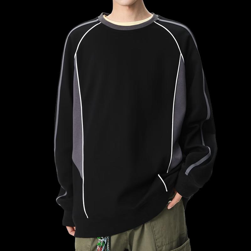 izzue Men's Color-Block Casual Loose Pullover Sweatshirt