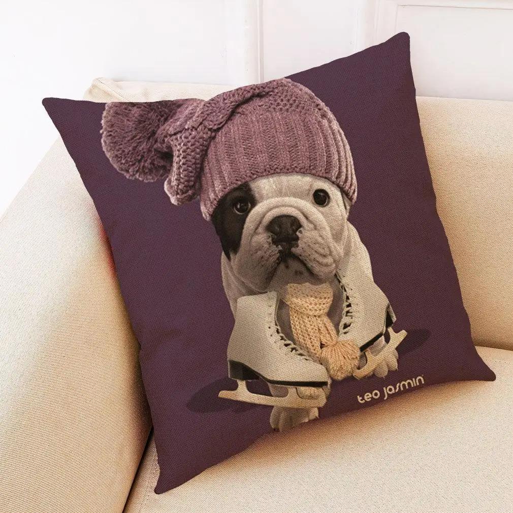 Office Living Room Home Pillowcase Bulldog Pattern Pillowcase Car Ornaments