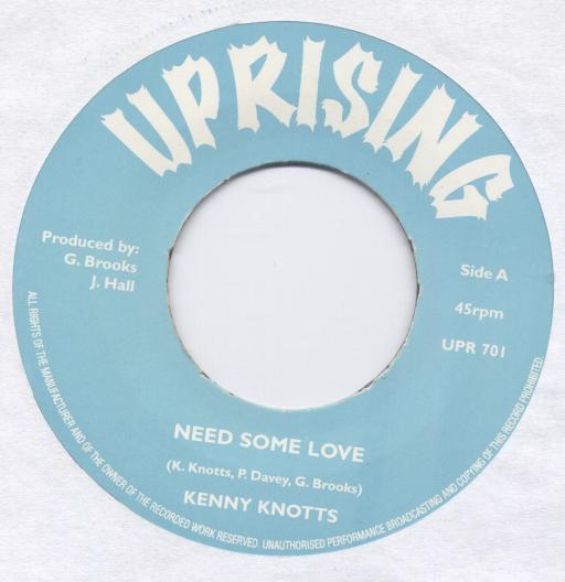 7inch Record KENNY KNOTS - Need Some Love UPR701 Uprising UK Reggae, Ska & Dub Used