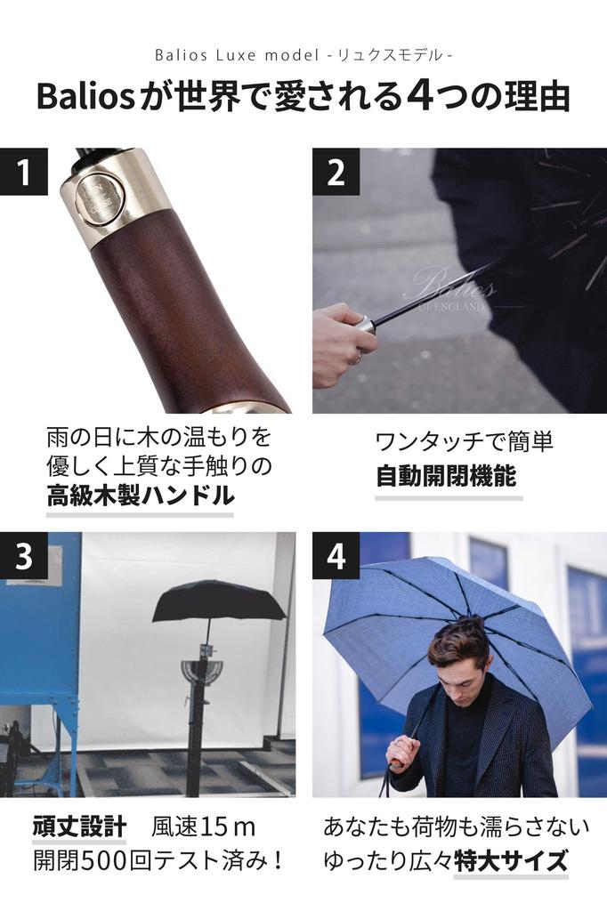 A British Umbrella with a Golden Rosewood Handle That Feels Comfortable In Your Balios Folding Umbrella for 8 Automatic Opening and Suitable for Both
